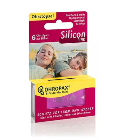 Ohropax Silicon Pink - 3 Pares - Água, ruído e vento (Protetores Auriculares)