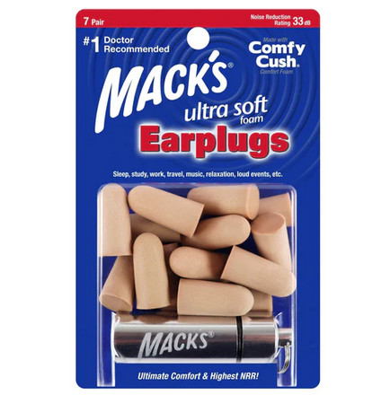 Macks Ultra Soft (7 Pares + Case) - Espuma Super Confortável - 32Dbs (Protetores Auriculares)