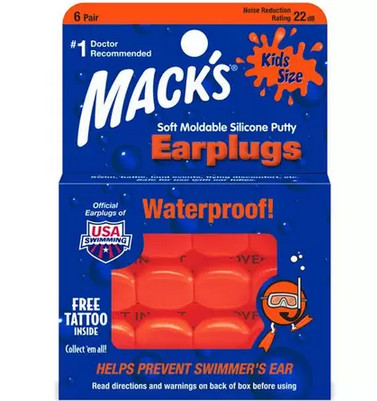 Protetor auricular para crianças - Macks Kids Size - Silicone Ear Plugs (6 pares)