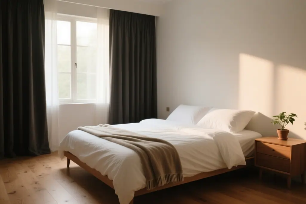 Ambiente ideal: luz, som e temperatura no quarto